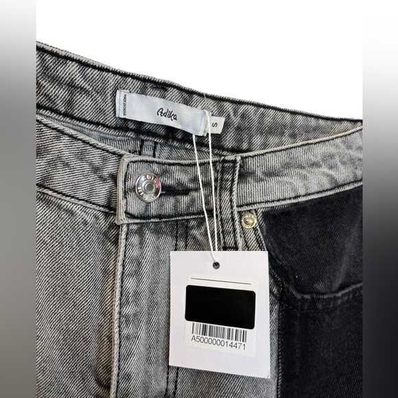 Adika Jeans Two Toned Gray Black Tapered Ankle High Rise Cotton Dark Wash - Picture 5 of 6